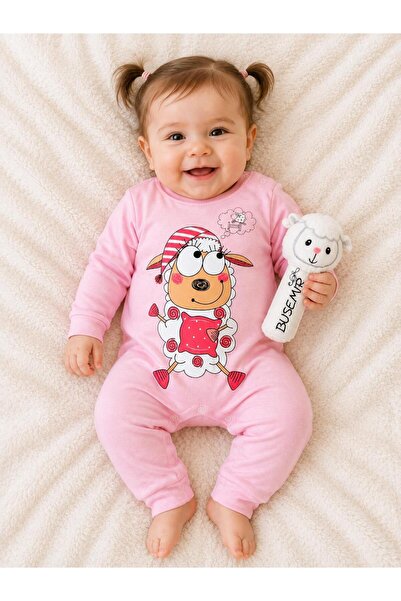 Lumos Trade Baby Girl Pink Color Cute Lamb Double-Sided Jumpsuit and Sound-Ma...