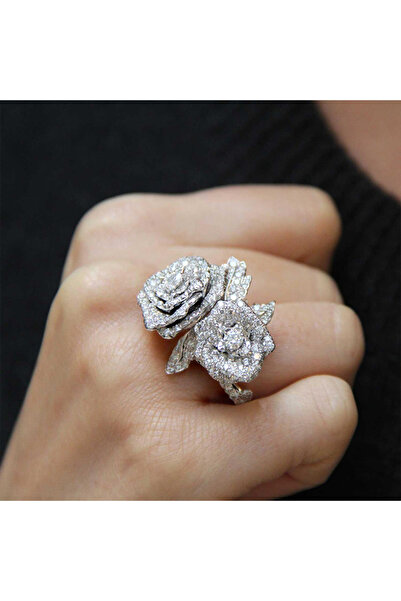 Choice 8 Q375 Huitan Noble Lady Party Ring Exquisite Rose Finger Jewelry for ...