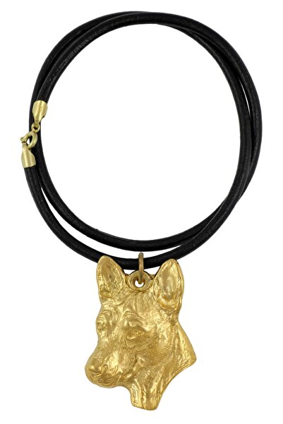Art - Dog Basenji - colier cu un câine într-o cutie cadou, pandantiv placat c...