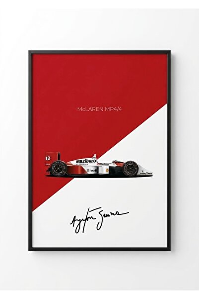 Ayrton Senna McLaren Honda MP4/4 F1 Posteri - Sihirbaz'ın Efsanevi Aracı 1988 (Çerçevesiz)