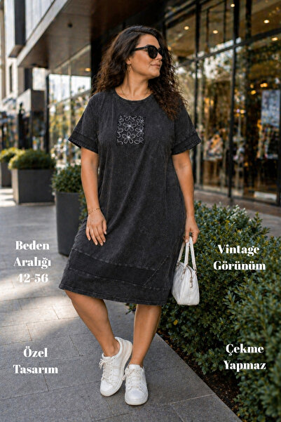 CEDY DENIM Women's Sequin, Lace Detailed Comfortable Fit Casual Dress