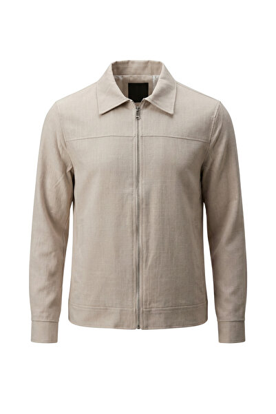 LUMAST Βασικό κομψό λινό μπουφάν με λεπτή επένδυση