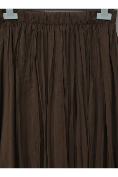 GLOW MUSE Elastic Waist Skirt - Brown
