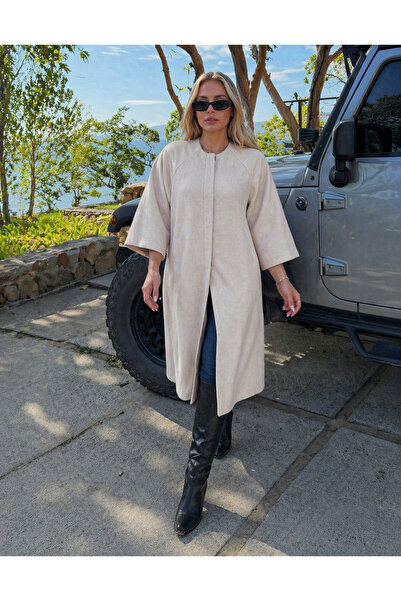 hacker Women's Winter Basic Loose Long Stone Cashmere Coat Poncho