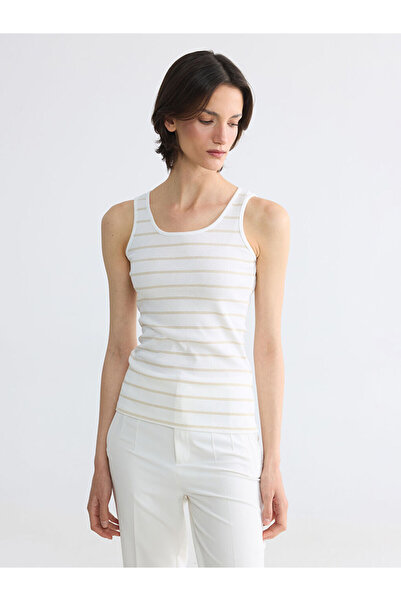 LC Waikiki Lcw Everyday Ecru U-Neck Striped Women's Undershirt