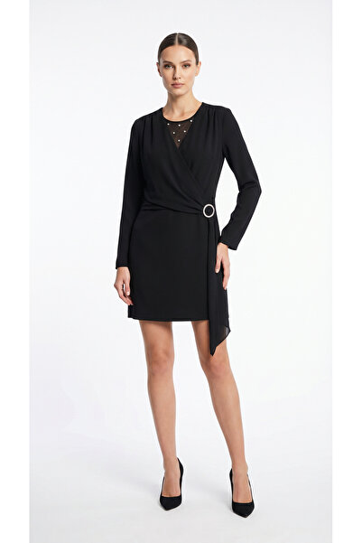 Şeker Portakalım Tunic Dress with Metal Stone Accessories Black (Choose 1 Siz...