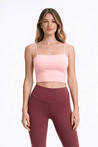 Fashion Friends Strappy Crop Pink Women's Sleeveless T-Shirt 26Y0704K1