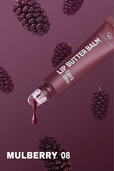 Golden Rose Lip Butter Balm Care&Gloss - 08 Mulberry - Mor Dudak Parlatıcısı