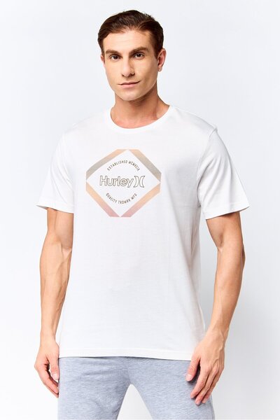 Hurley Men Sportswear Fit Short Sleeve Outdoor T-Shirt, White