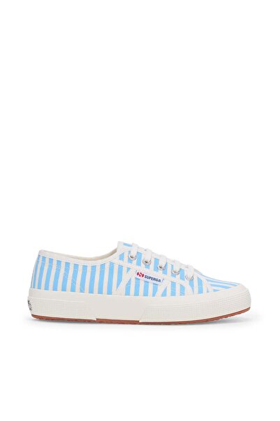 Superga 2750 Stripes Print Unisex Beyaz-Mavi Bileksiz Sneaker