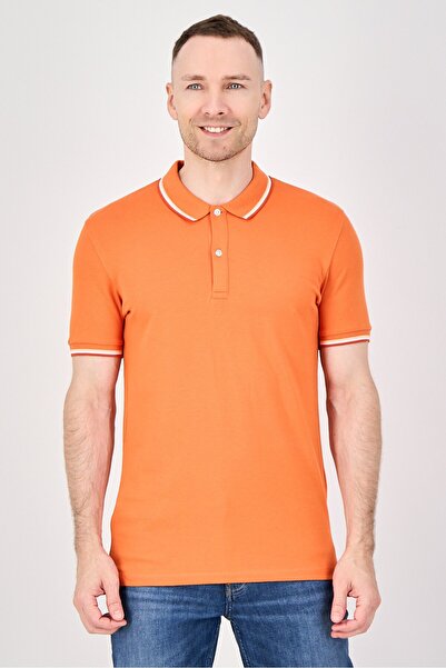 CELIO Men Regular Fit Plain Short Sleeves Polo Shirt, Orange