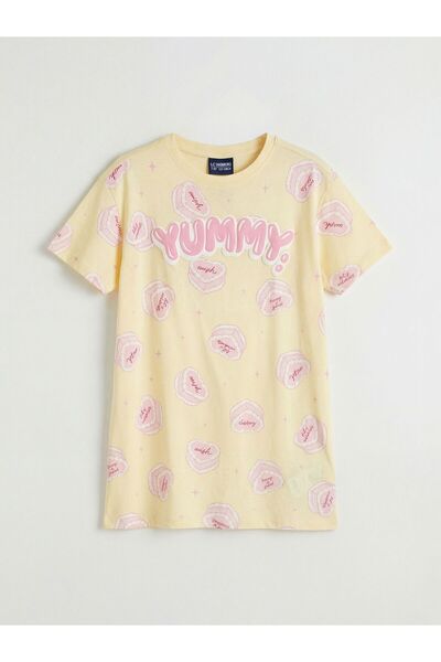 LC Waikiki Crew Neck Short Sleeve Printed Girls' Nightgown