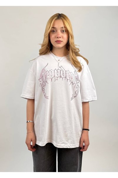 zaee Phantom Wings Taşlı Oversize Tişört