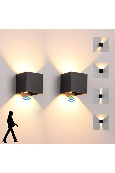 Dotail Σετ 2 φωτιστικών τοίχου LED KUKAK με αισθητήρα κίνησης, 12W, 3000K, 10...