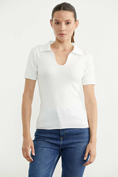 Sementa Μπλουζάκι Πόλο Γιακά Βασικό Πλεκτό - Λευκό