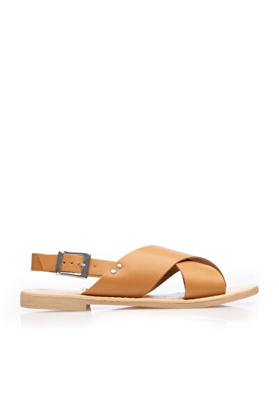 UrbanShoes Sandale cu talpa joasă damă din piele naturală - 1105 Cognac box