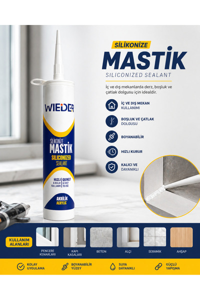 akatsuki Wieder Silikonize Mastik Akrilik Beyaz Kartuş 450 gr