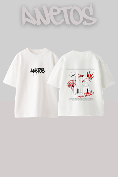 Anetos Μπλουζάκι Live Loud Design με στάμπα στην πλάτη, βαμβακερό, λευκό, ove...