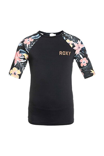 Roxy Εμπριμέ Μανίκι Κοριτσίστικο Κοντομάνικο Λύκρα Ανθρακί Τροπικό