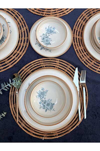 Ulus Home 6 Kişilik 24 Parça Midnight Blue Porselen Yemek Takımı