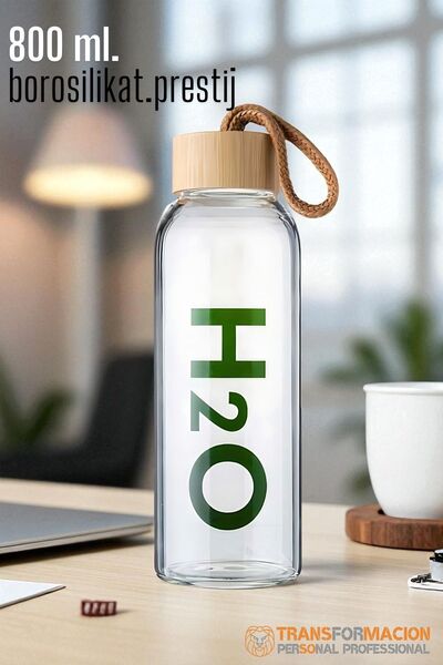 Transformacion Cam Matara - 800 Ml Bambu Kapaklı Borosilikat Cam Matara - Ofi...