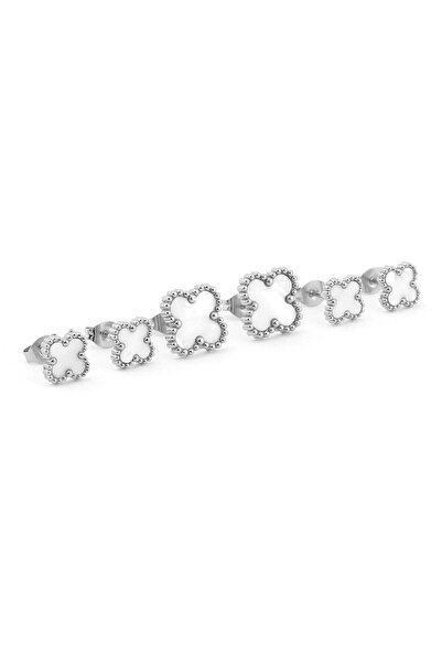 Bozhi Earrings Stainless Steel Silver Minimal Elegance Six Earrings Stylish Gift