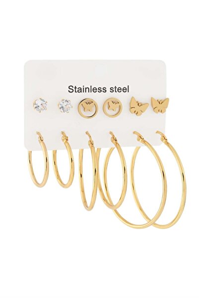 Bozhi Earrings Stainless Steel Gold Business Woman Style Set Earrings