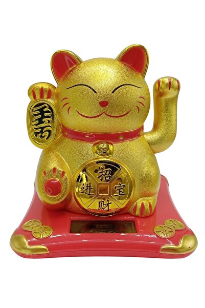 Dünyadan Hediyeler Maneki Neko El Sallayan Şans Kedisi Gold Solar Güneş Enerj...