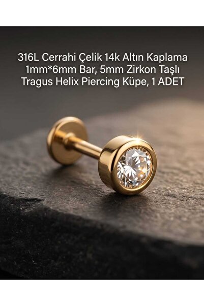 Lunexa 316L Cerrahi Çelik Altın Kaplama Kararmaz Alerji Yapmaz Zirkon Taş Fig...