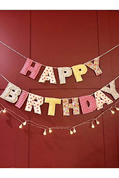 hibon Doğum Günü Süslemesi ‘Happy Birthday’ Elde Dikim Kutlama Banner-Sarı
