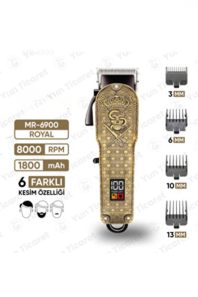 JASPER JPR-6900 Royal Şarj Göstergeli 6 Kademeli 8000 RPM 1800 mAh Saç Sakal ...