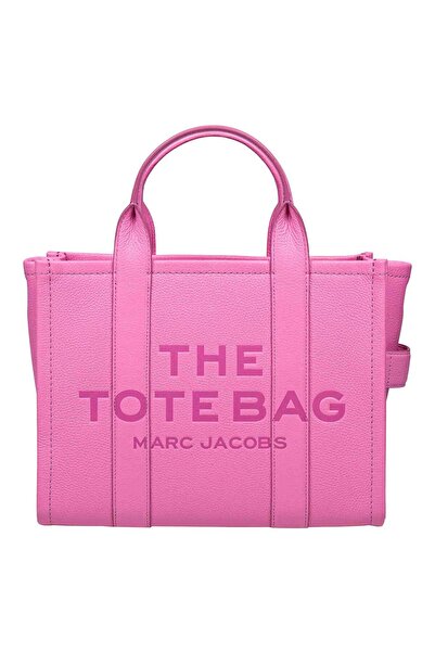 Marc Jacobs حقيبة كتف نسائية من الجلد باللون الوردي مع حزام قابل للإزالة وسحا...