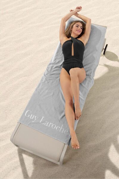 Guy Laroche Oceano Ασημί Πετσέτα Θαλάσσης 80x170 100% Βαμβάκι