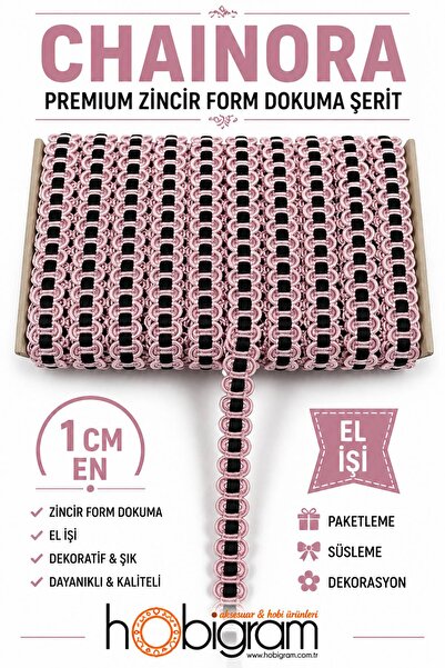 Hobigram شريط زخرفي منسوج على شكل سلسلة من بودرا بلاك تشينورا بريميوم - 5 أمتار