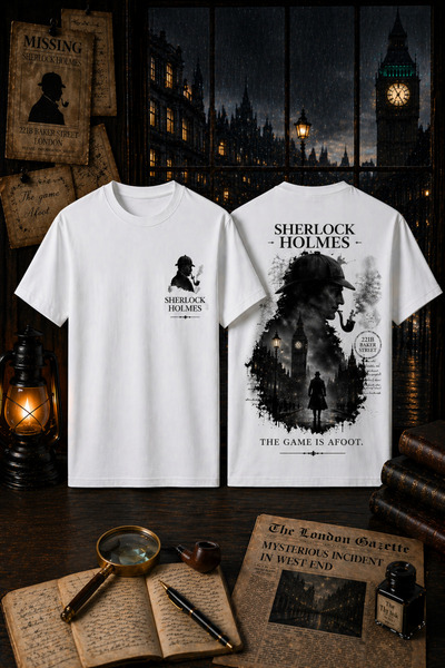 MECH BUTİK Μπλουζάκι S.Holmes με στάμπα, λευκό, unisex