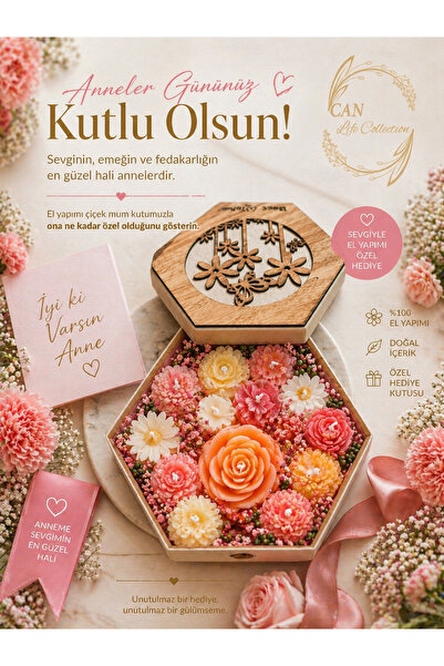 shop Anneler Günü Özel Kutulu El Yapımı Çiçek Mum Seti | Premium Hediye Kutusu