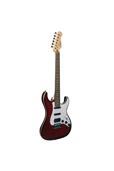 guson SuperStrat HSS Elektro Gitar Quilted Kırmızı