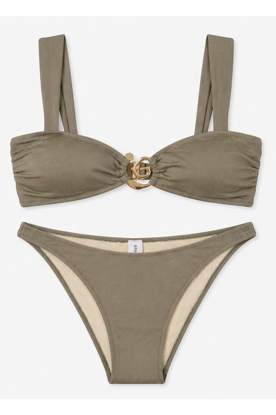 BRANDHILLS Olive Renk Tokalı Straplez Geniş Askılı Bikini Takımı