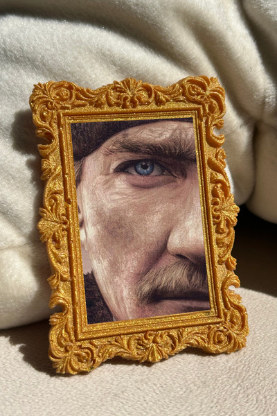 Minoart Atatürk Serisi 4’lü Gold Magnetli + Yapıştırmalı Vintage Mini Tablo Ç...