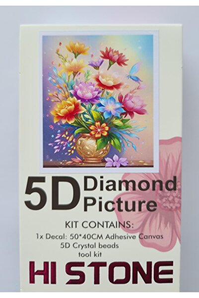 Liva Craft Κιτ Κεντήματος με Χάντρες 50 x 40 Πολύχρωμα Λουλούδια σε Βάζο