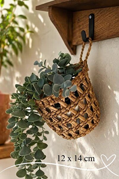 SS ERAL KOOP Dekoratif Çok Amaçlı Doğal El Yapımı Hasır Saksı Sepet / 12x14CM...