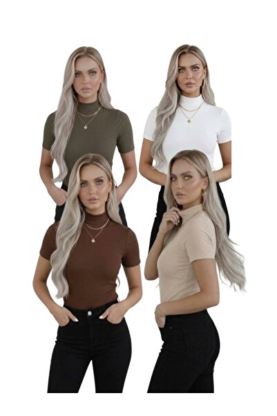 hashtag Women's 4-Piece Viscose Body Half Turtleneck Half Sleeve