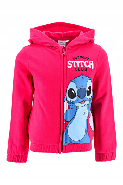 Lilo & Stitch Hanorac fucsia cu mâneci lungi, fermoar și glugă fucsia cusută.
