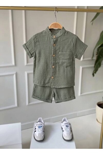 Mireya Kids Unisex Kids Muslin Set - 100% Cotton Summer Shirt and Shorts Set