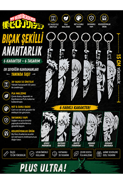 FigurBende My Hero Academia 6’lı Bıçak Şekilli Anahtarlık Seti – 15 cm – PLA ...
