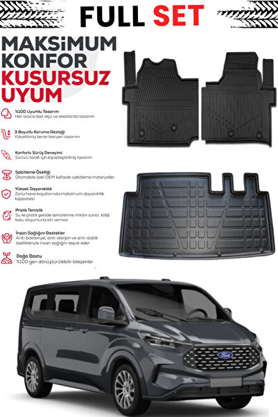 ko kaliteoto Ford Tourneo Custom 2026 Model 3D Yumuşak Bagaj Havuzu 4D Havuzl...