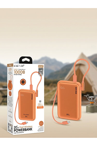 HİBOTEKNO FP47 10.000mAh 20W PD Hızlı Şarjlı Dahili Lightning & Type-C Kablol...