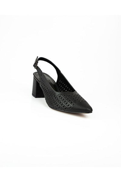 BABALİ 1364 Pantofi de damă pentru rochie de seară cu toc gros, negri