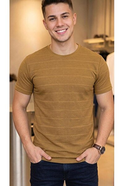 regata Çizgi Patterned Crew Neck Regular Fit Knitted Fine Knit Men's T-Shirt
