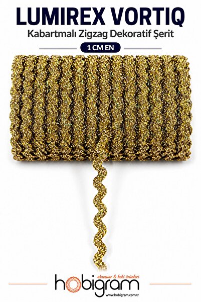 Hobigram Gold Lumirex Vortiq Kabartmalı Zigzag Dekoratif Şerit – Premium El İ...